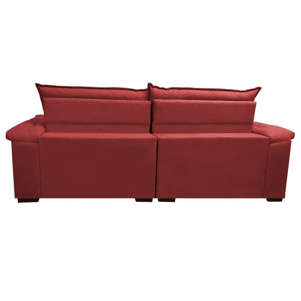 Sofá Retrátil e Reclinável 2,92m Molas Ensacadas Cama inBox Alemanha com Espuma Viscoelástico Velusoft Vermelho - 6