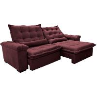 Sofá Retrátil e Reclinável 2,95m Cama inBox Big Fresh com SoftGel D40 Velupluma Vinho - 8