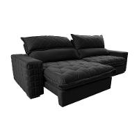 Sofá Retrátil e Reclinável 2,95m Molas Ensacadas Cama inBox Elegance com ThermoGel Velusoft Preto - 7