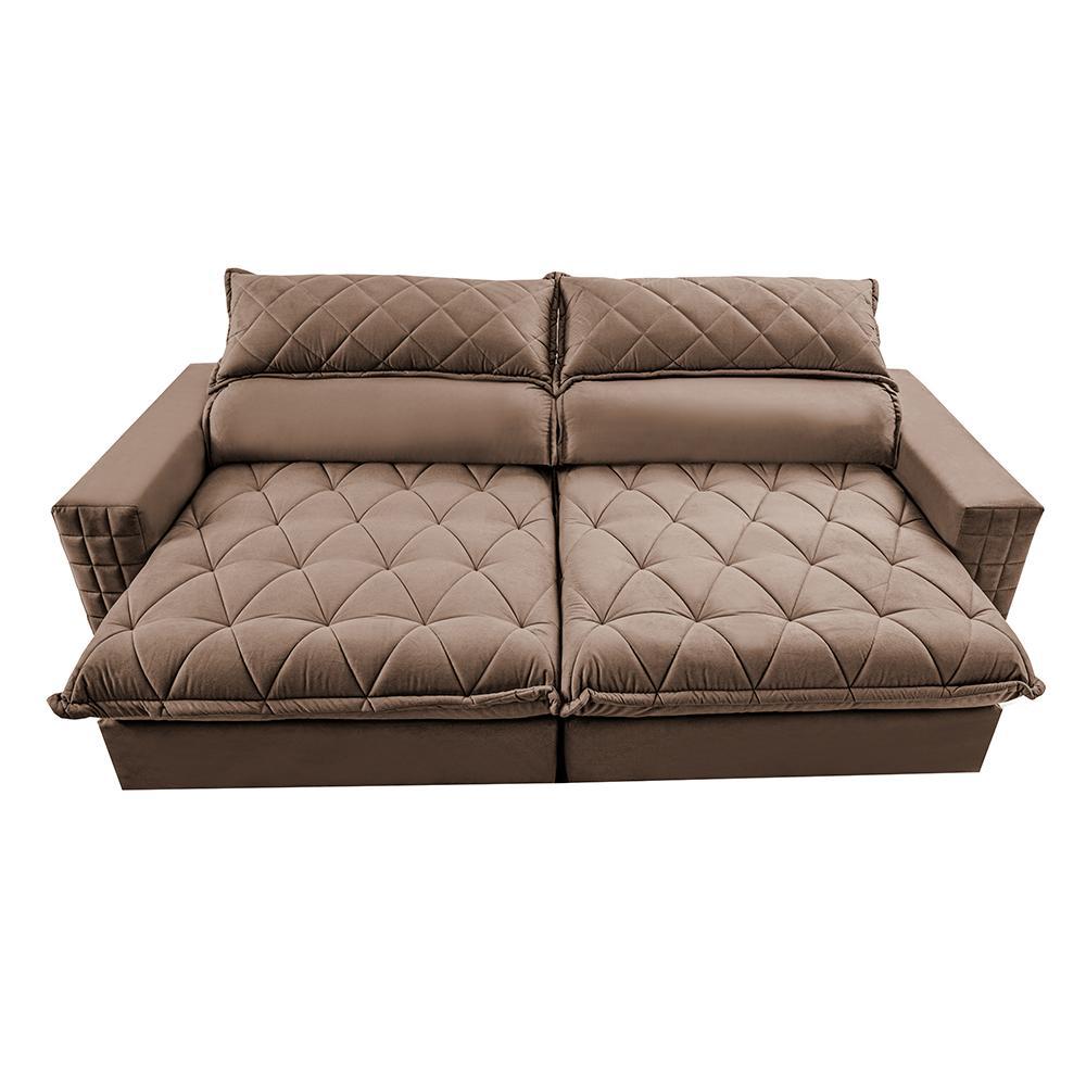 Sofá Retrátil e Reclinável 2,95m Molas Ensacadas Cama inBox Elegance com ThermoGel Velusoft Castor - 5