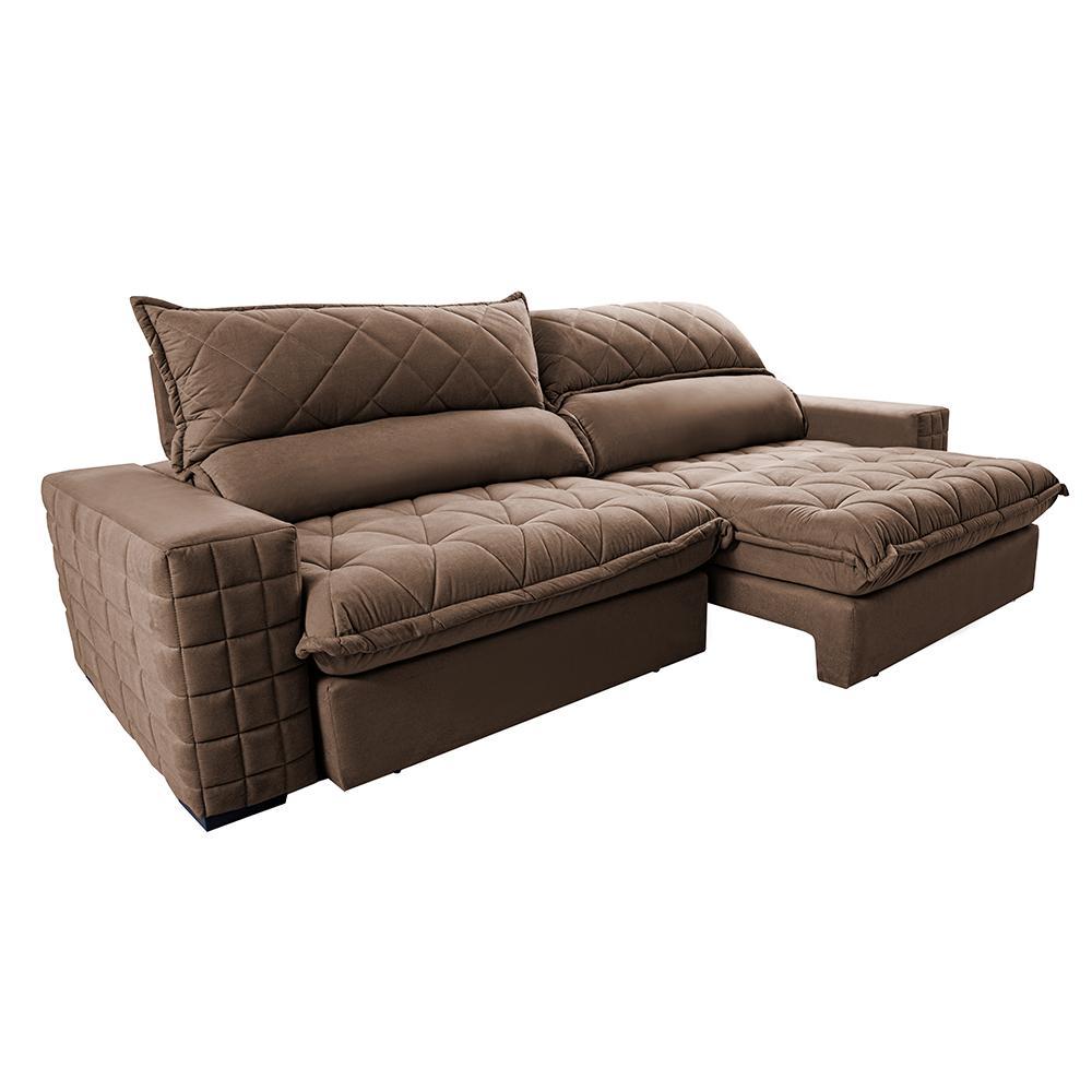 Sofá Retrátil e Reclinável 2,95m Molas Ensacadas Cama inBox Elegance com ThermoGel Velusoft Castor - 8