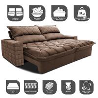 Sofá Retrátil e Reclinável 2,95m Molas Ensacadas Cama inBox Elegance com ThermoGel Velusoft Castor - 3