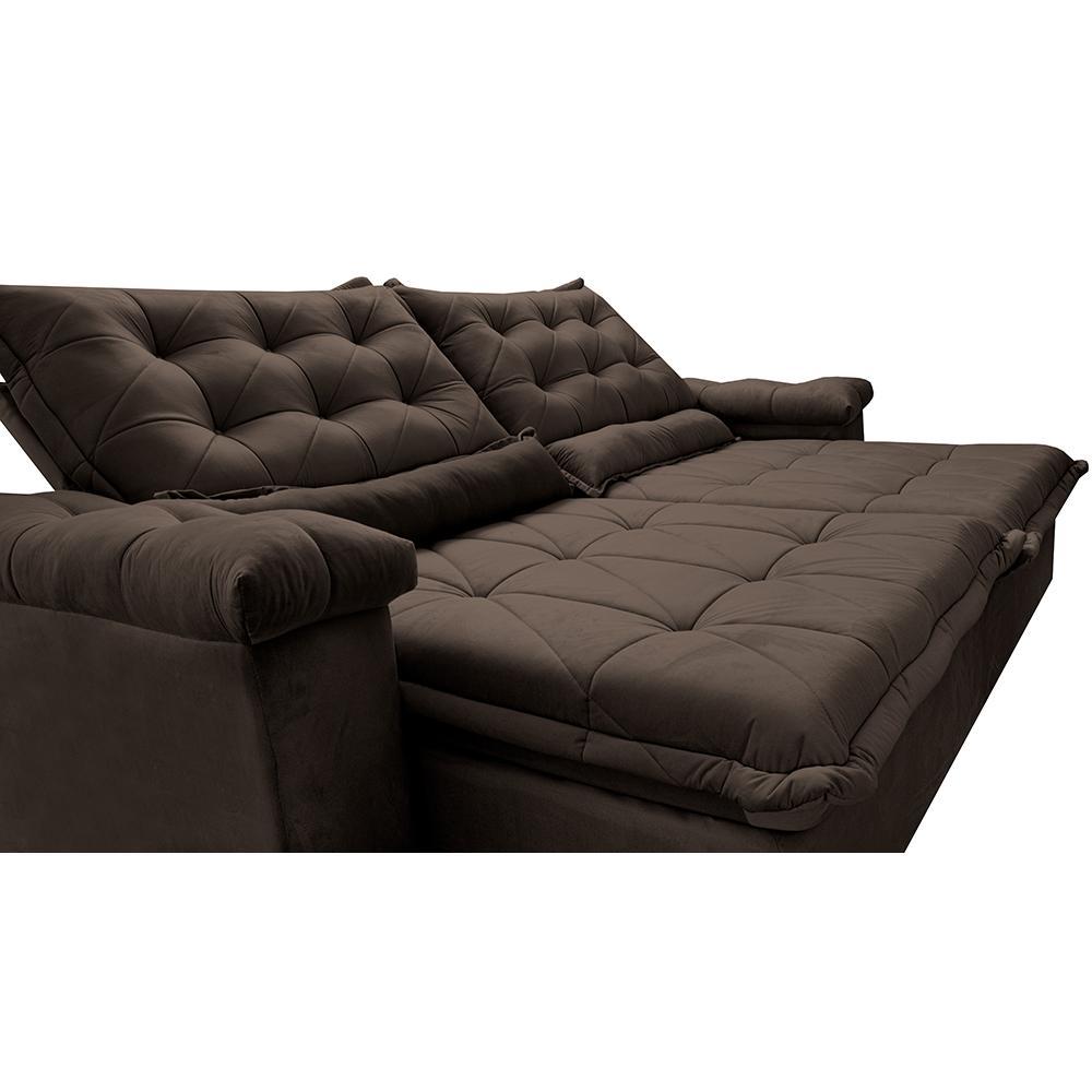 Sofá Retrátil e Reclinável 2,95m Cama inBox Big Fresh com SoftGel D40 Velupluma Café - 4