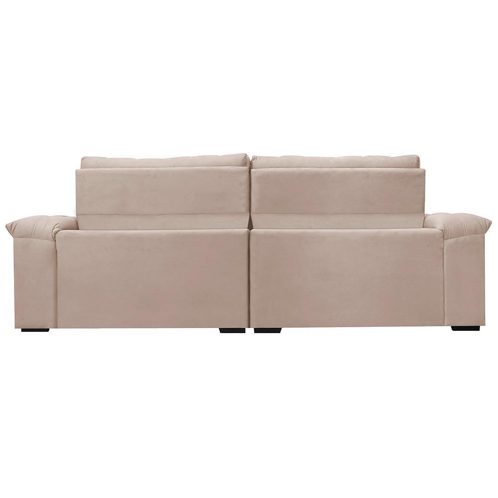 Sofá Retrátil e Reclinável 2,95m Molas Ensacadas Cama inBox Big Home com Bordado 3D Velusoft Bege - 6