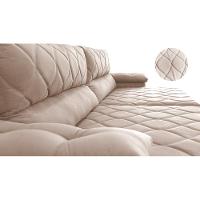 Sofá Retrátil e Reclinável 2,95m Molas Ensacadas Cama inBox Big Home com Bordado 3D Velusoft Bege