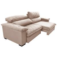 Sofá Retrátil e Reclinável 2,95m Molas Ensacadas Cama inBox Big Home com Bordado 3D Velusoft Bege - 8