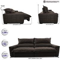 Sofá Retrátil e Reclinável 2,95m Molas Ensacadas Cama inBox Elegance com ThermoGel Velusoft Café - 2