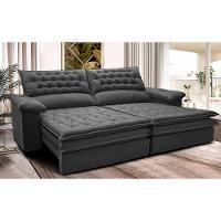 Sofá Retrátil e Reclinável 2,92m Molas Ensacadas Cama inBox Alemanha com Espuma Viscoelástico Velusoft Cinza - 1