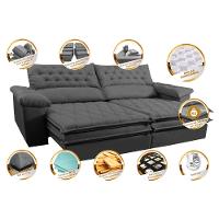 Sofá Retrátil e Reclinável 2,92m Molas Ensacadas Cama inBox Alemanha com Espuma Viscoelástico Velusoft Cinza - 3