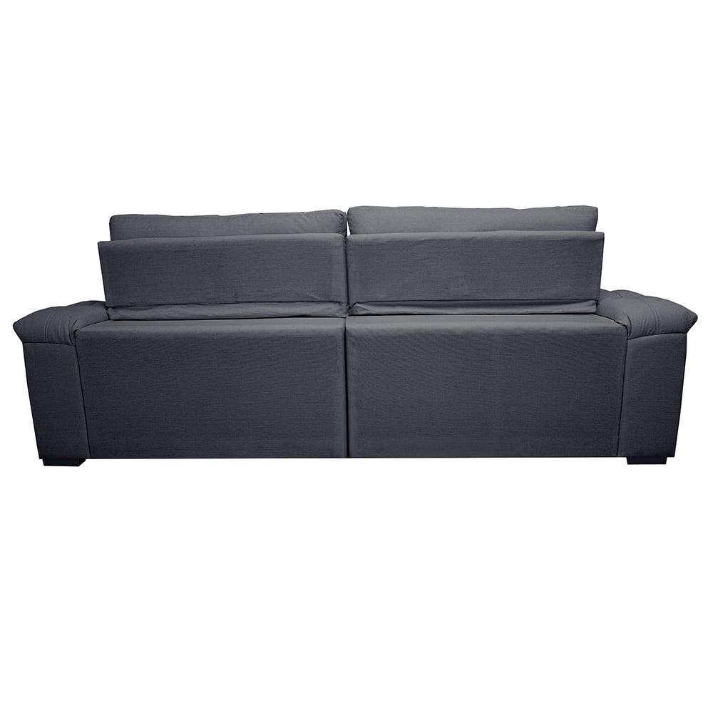 Sofá Retrátil e Reclinável 2,95m Molas Ensacadas Cama inBox Big Home com Bordado 3D Linho Cinza Escuro - 6