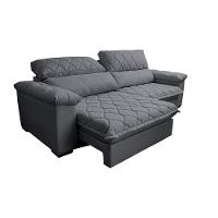 Sofá Retrátil e Reclinável 2,95m Molas Ensacadas Cama inBox Big Home com Bordado 3D Linho Cinza Escuro - 7