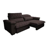 Sofá Retrátil e Reclinável 2,95m Molas Ensacadas Cama inBox Big Home com Bordado 3D Linho Marrom - 8