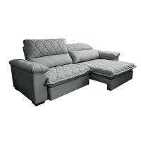 Sofá Retrátil e Reclinável 2,95m Molas Ensacadas Cama inBox Big Home com Bordado 3D Linho Cinza Claro - 8