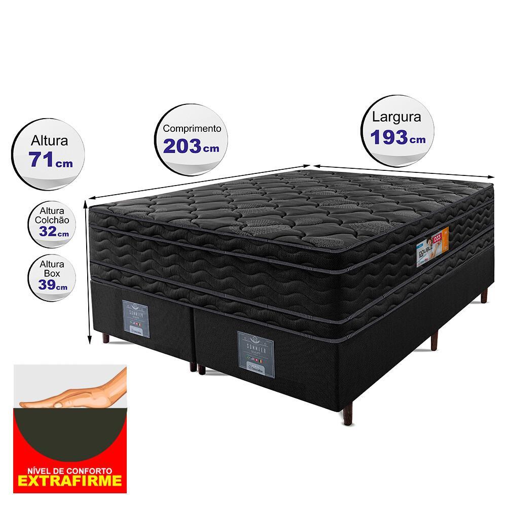 Cama Box King Colchão OrtoFirm Black + Box 193x203x71 Double Face Espuma D33 Preto - 2