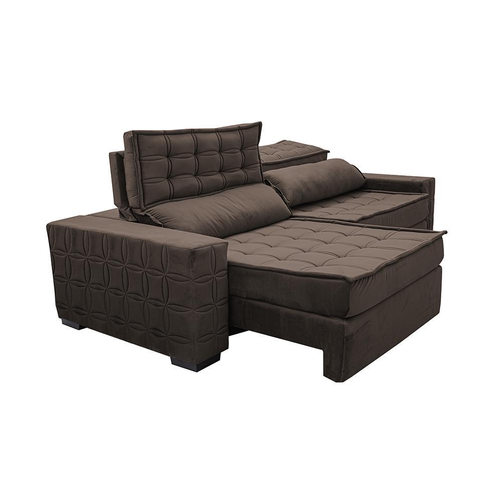 Sofá Retrátil e Reclinável 2,95m Cama inBox Big Star com SoftGel D40 Velupluma Café - 8