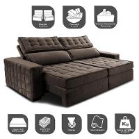 Sofá Retrátil e Reclinável 2,95m Cama inBox Big Star com SoftGel D40 Velupluma Café - 3