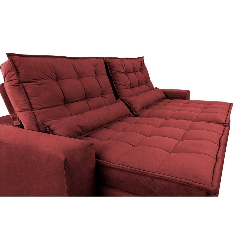 Sofá Retrátil e Reclinável 2,92m Molas Ensacadas Cama inBox Catar Velusoft Vermelho - 4