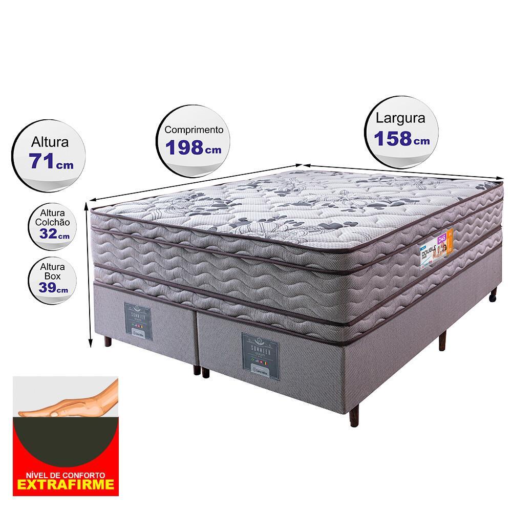 Cama Box Queen Colchão OrtoFirm + Box 158x198x71 Double Face Espuma D45 Cinza - 2
