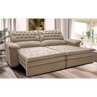 Sofá Retrátil e Reclinável 2,92m Molas Ensacadas Cama inBox Alemanha com Espuma Viscoelástico Velusoft Bege - 1