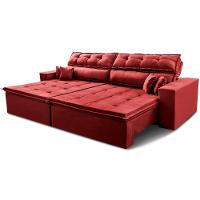 Sofá Retrátil e Reclinável 2,92m Luxos Cama inBox Velusoft Vermelho - 2