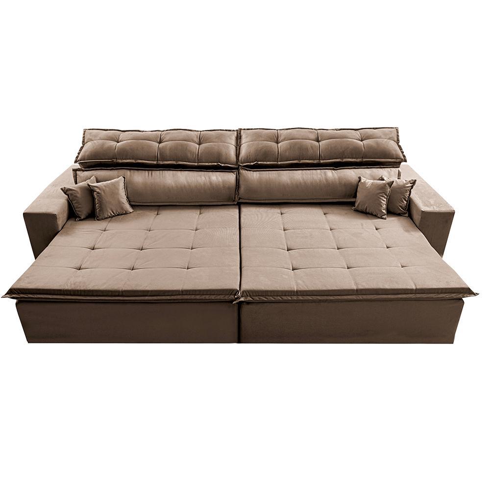 Sofá Retrátil e Reclinável 2,92m Luxos Cama inBox Velusoft Castor - 6