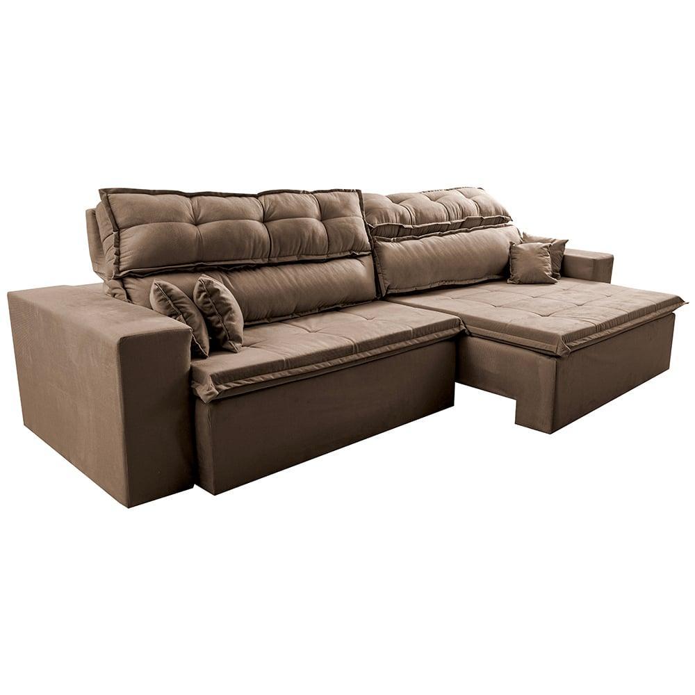 Sofá Retrátil e Reclinável 2,92m Luxos Cama inBox Velusoft Castor - 8