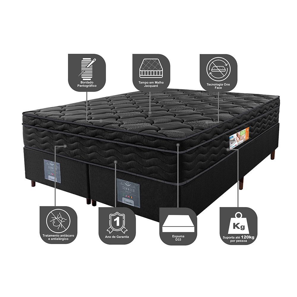 Cama Box King Colchão OrtoFirm Black + Box 193x203x67 One Face Espuma D33 Preto - 3