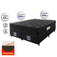 Cama Box King Colchão OrtoFirm Black + Box 193x203x67 One Face Espuma D33 Preto - 2