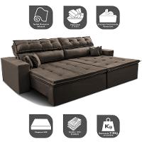 Sofá Retrátil e Reclinável 2,92m Luxos Cama inBox Velusoft Café