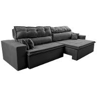 Sofá Retrátil e Reclinável 2,92m Luxos Cama inBox Velusoft Cinza - 8