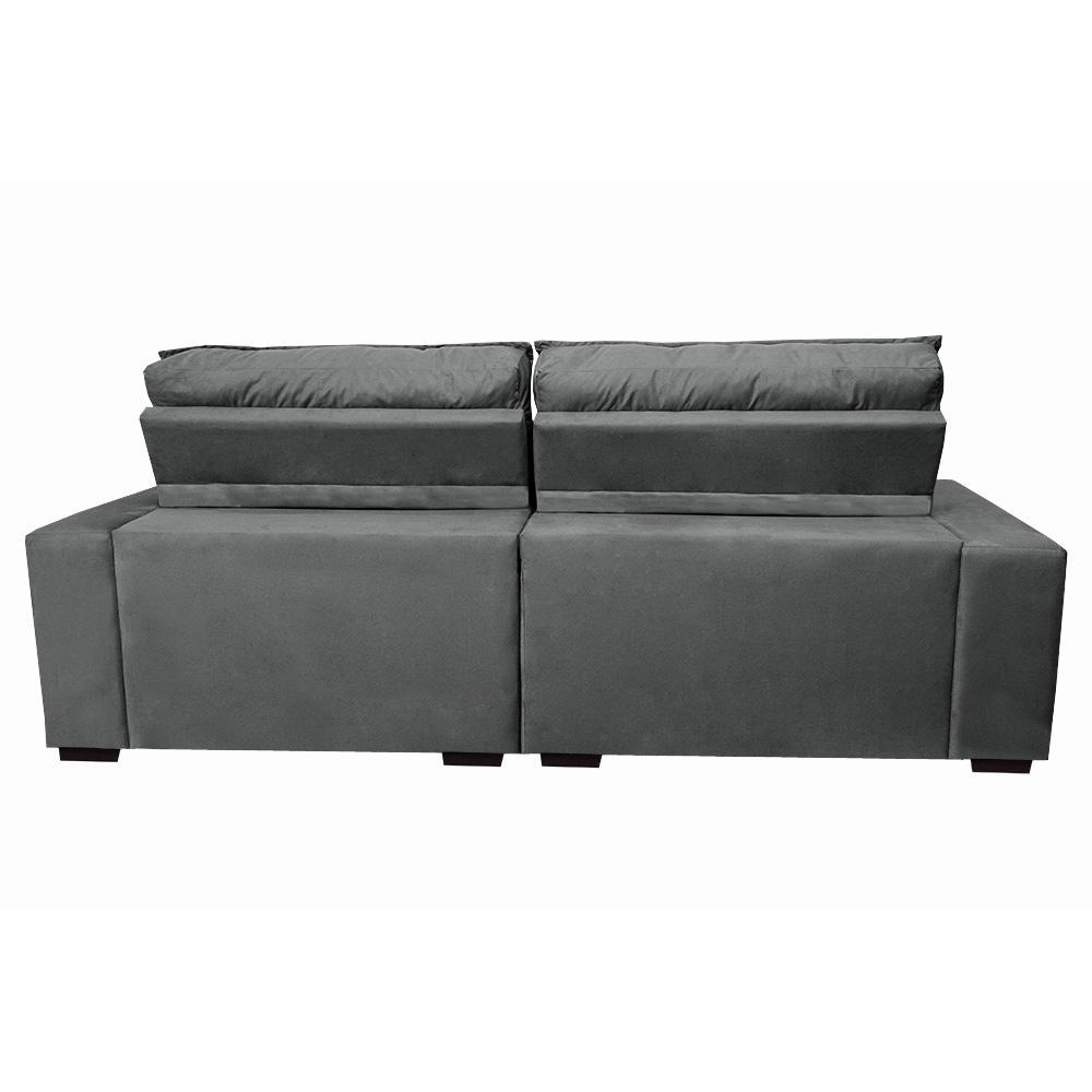 Sofá Retrátil e Reclinável 2,92m Molas Ensacadas Cama inBox Catar Velusoft Cinza - 6
