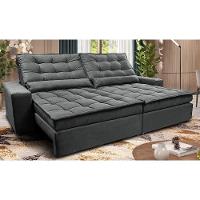 Sofá Retrátil e Reclinável 2,92m Molas Ensacadas Cama inBox Catar Velusoft Cinza - 1