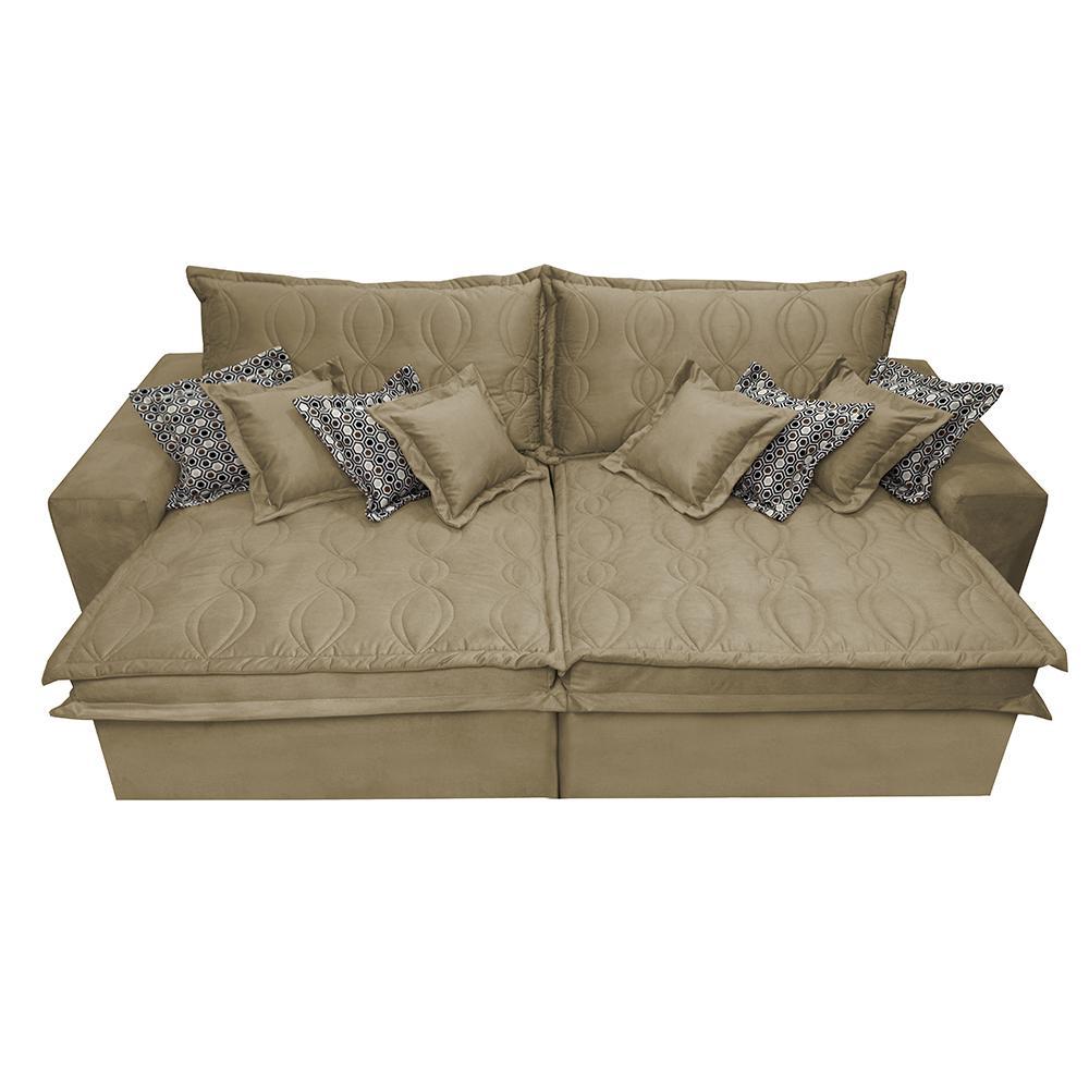 Sofá Retrátil e Reclinável 3,12m com Molas Ensacadas Cama Inbox Supreme Tecido Suede Velusoft Bege - 5