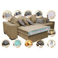 Sofá Retrátil e Reclinável 3,12m com Molas Ensacadas Cama Inbox Supreme Tecido Suede Velusoft Bege - 3