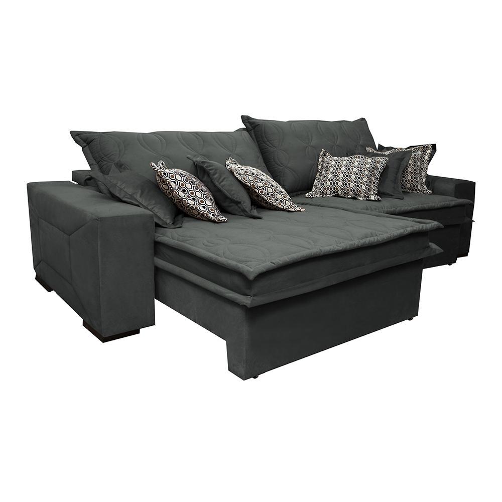 Sofá Retrátil e Reclinável 3,12m com Molas Ensacadas Cama Inbox Supreme Tecido Suede Velusoft Cinza - 7