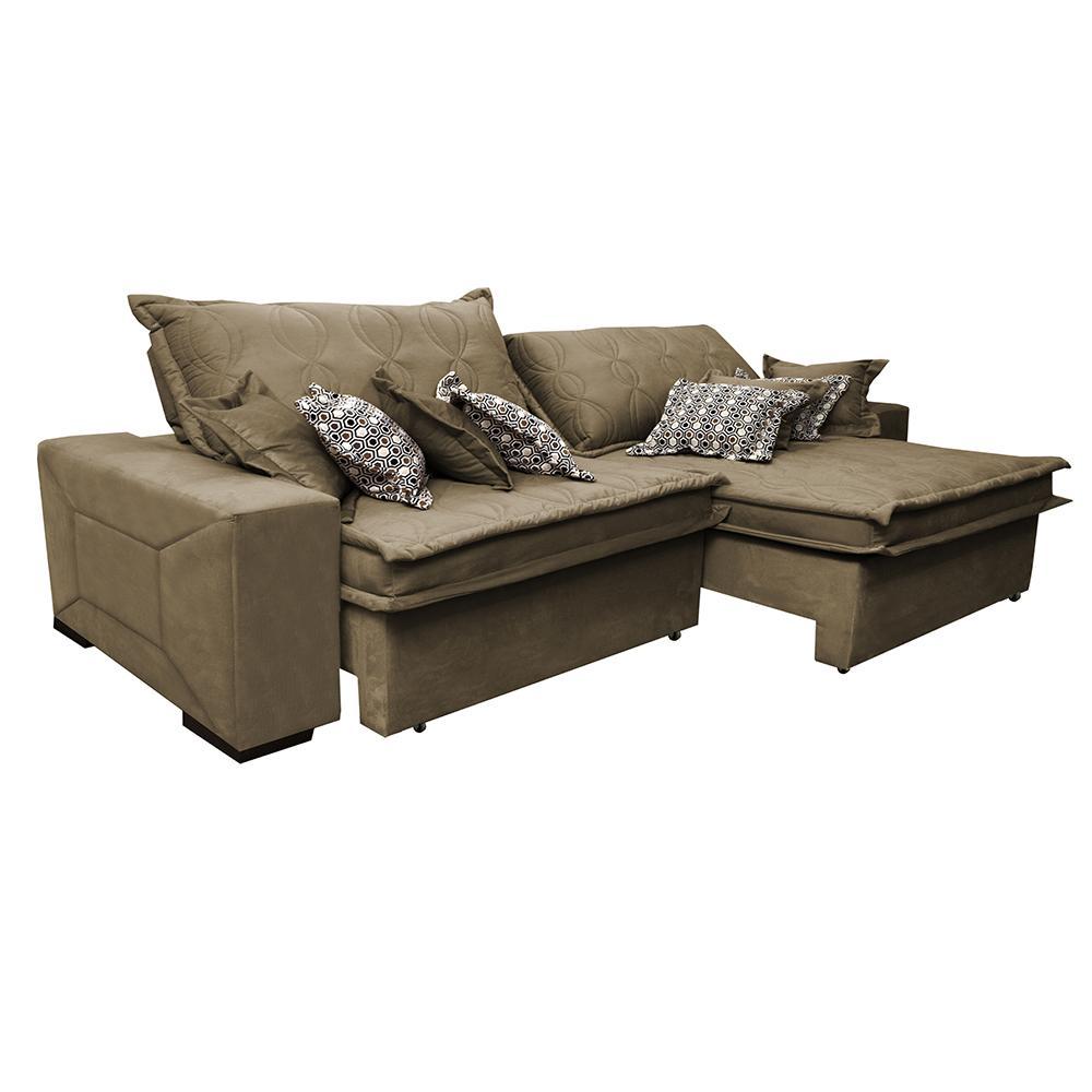 Sofá Retrátil e Reclinável 3,12m com Molas Ensacadas Cama Inbox Supreme Tecido Suede Velusoft Castor - 8