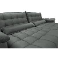 Sofá Retrátil e Reclinável 3,12m com Molas Ensacadas Cama inBox Aconchego Tecido Suede Cinza