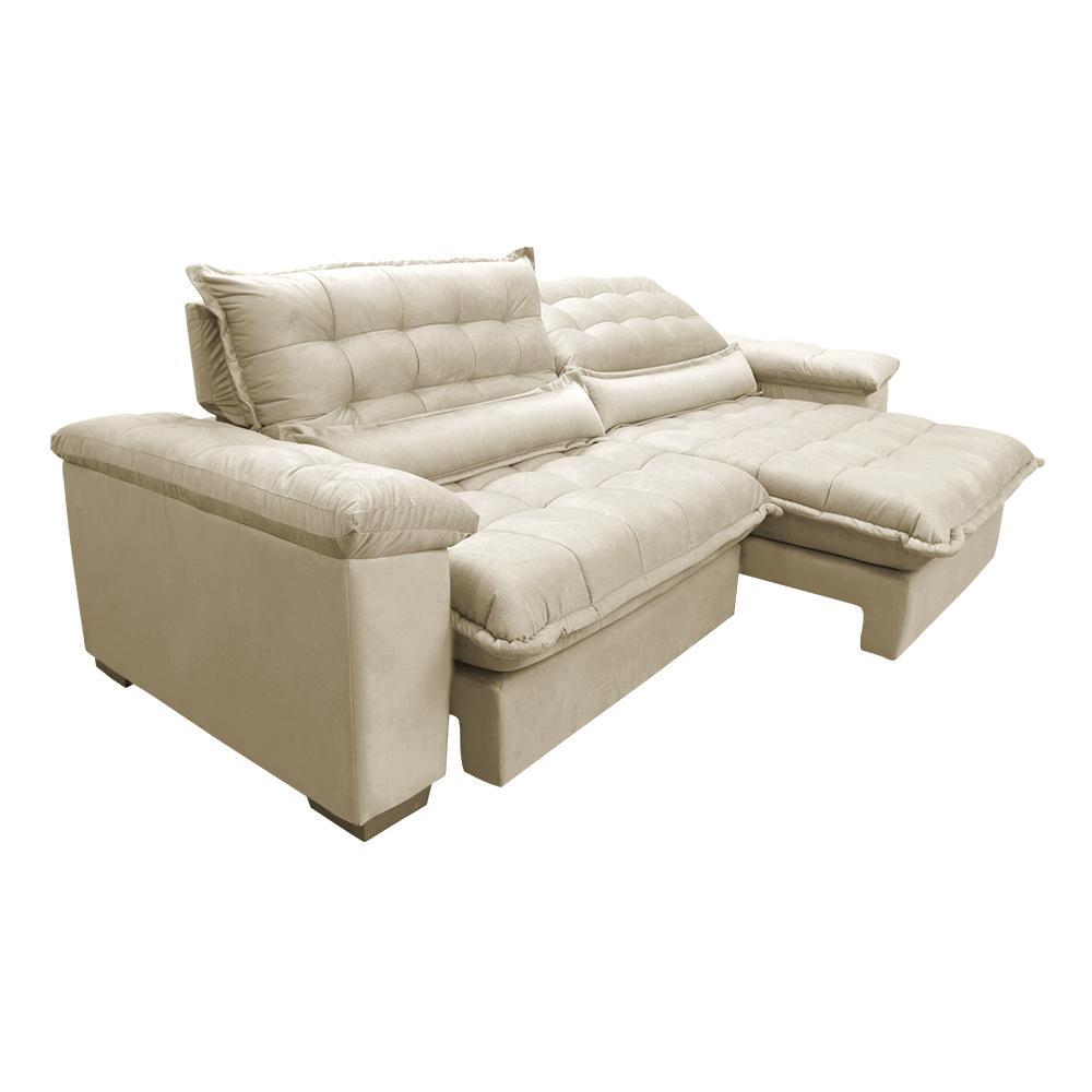 Sofá Retrátil e Reclinável 3,12m com Molas Ensacadas Cama inBox Aconchego Tecido Suede Bege - 8