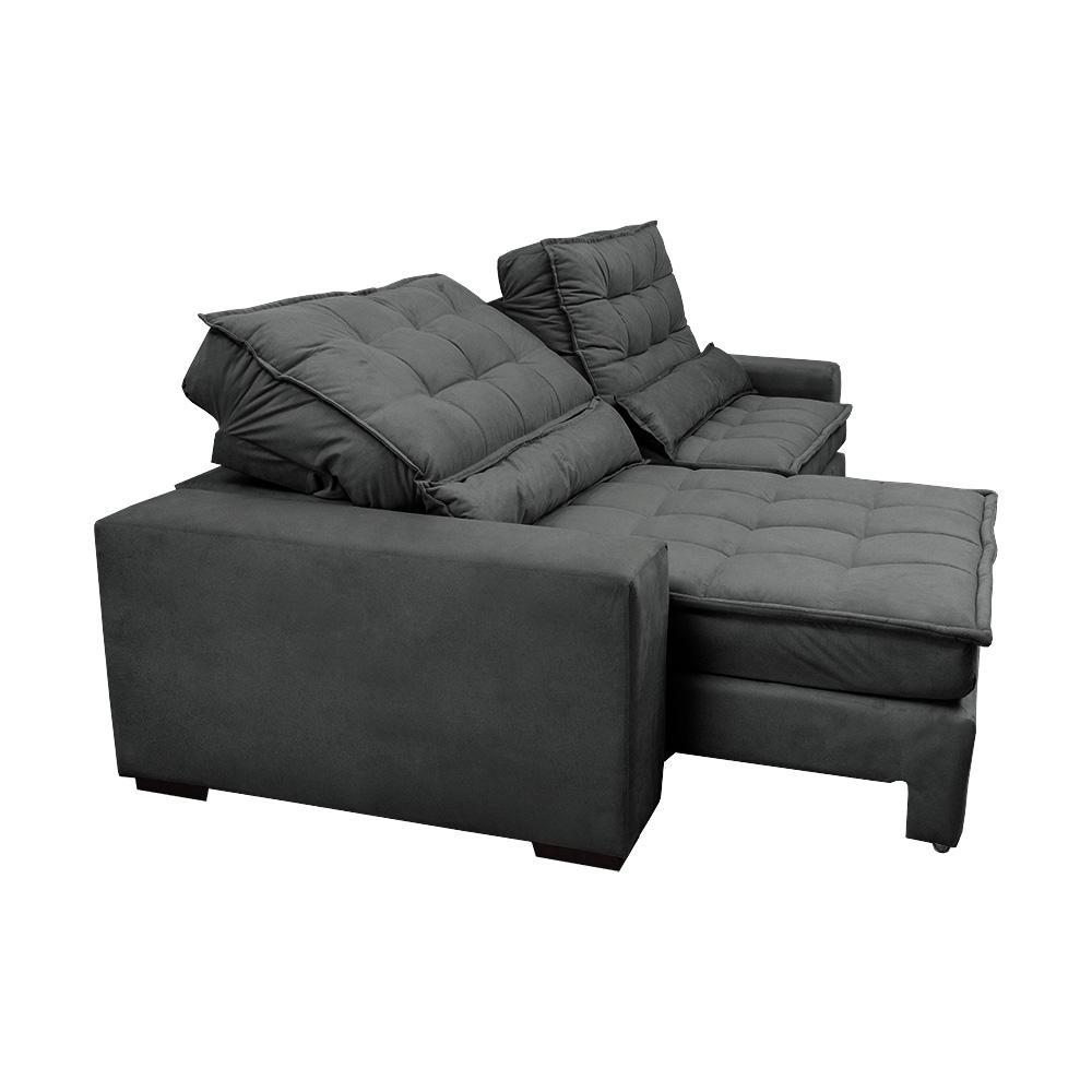 Sofá Retrátil e Reclinável 3,12m Molas Ensacadas Cama inBox Catar Velusoft Cinza - 7