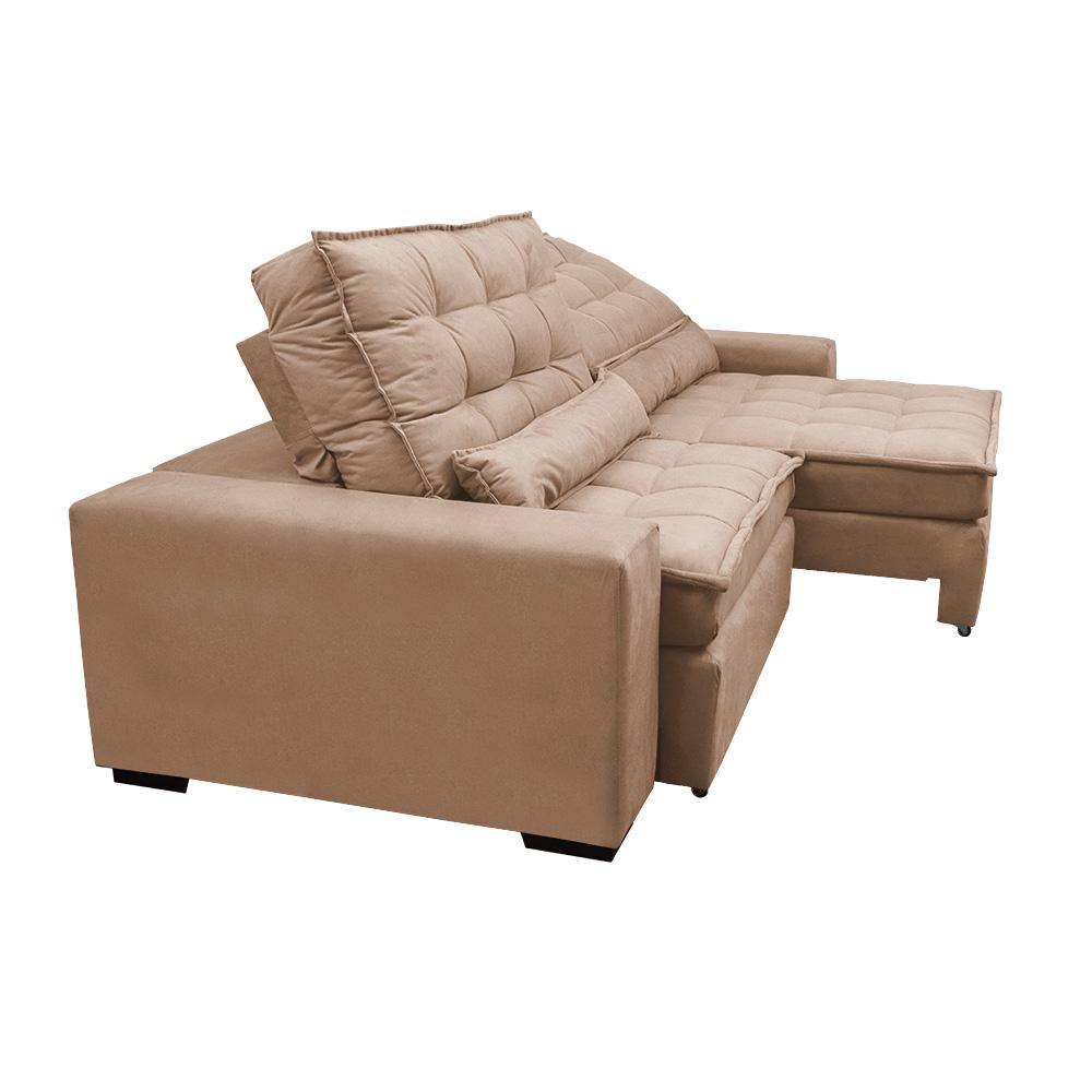 Sofá Retrátil e Reclinável 3,12m Molas Ensacadas Cama inBox Catar Velusoft Bege - 8