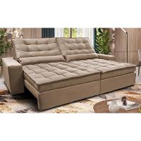 Sofá Retrátil e Reclinável 3,12m Molas Ensacadas Cama inBox Catar Velusoft Bege - 1