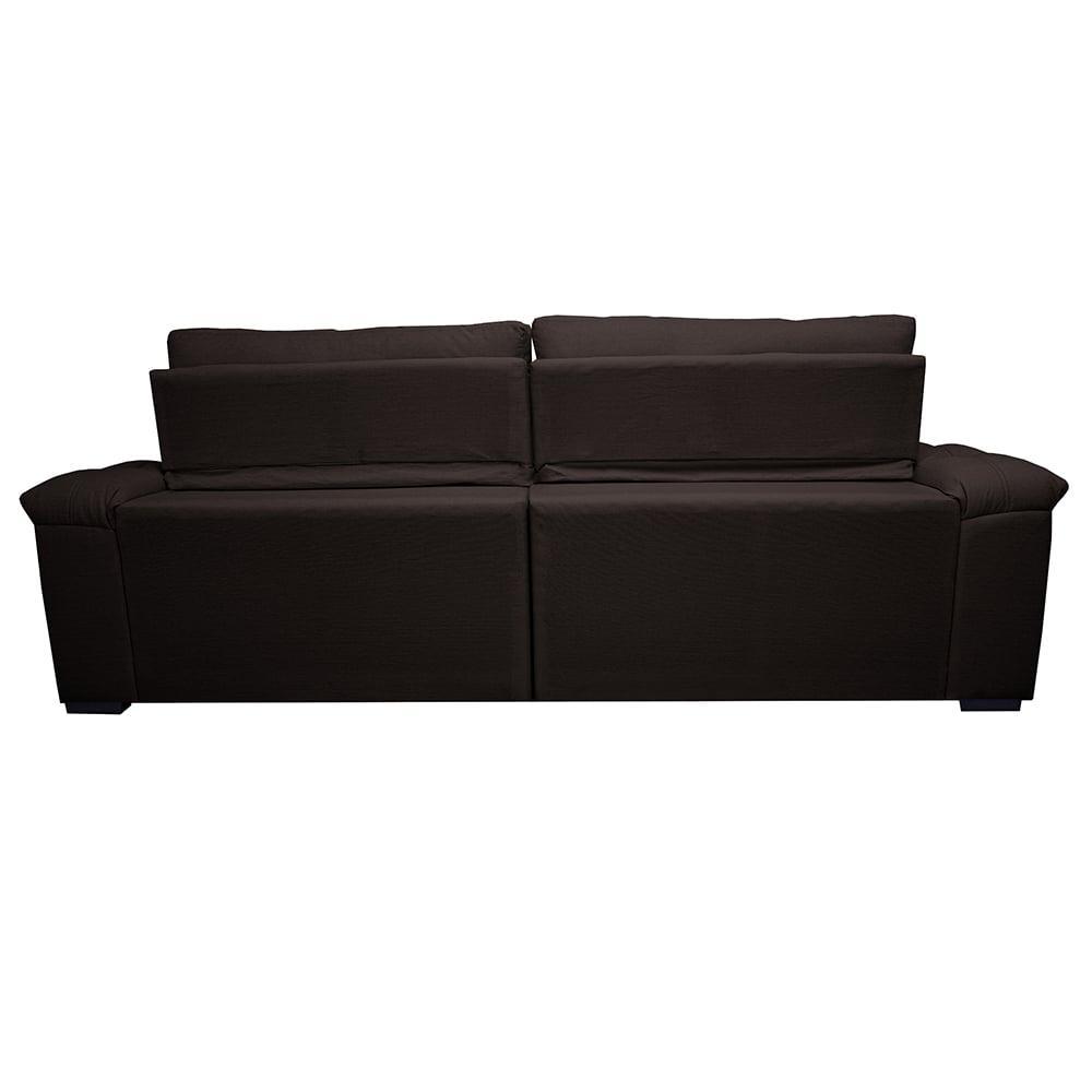 Sofá Retrátil e Reclinável 3,15m Molas Ensacadas Cama inBox Big Home com Bordado 3D Linho Marrom - 6
