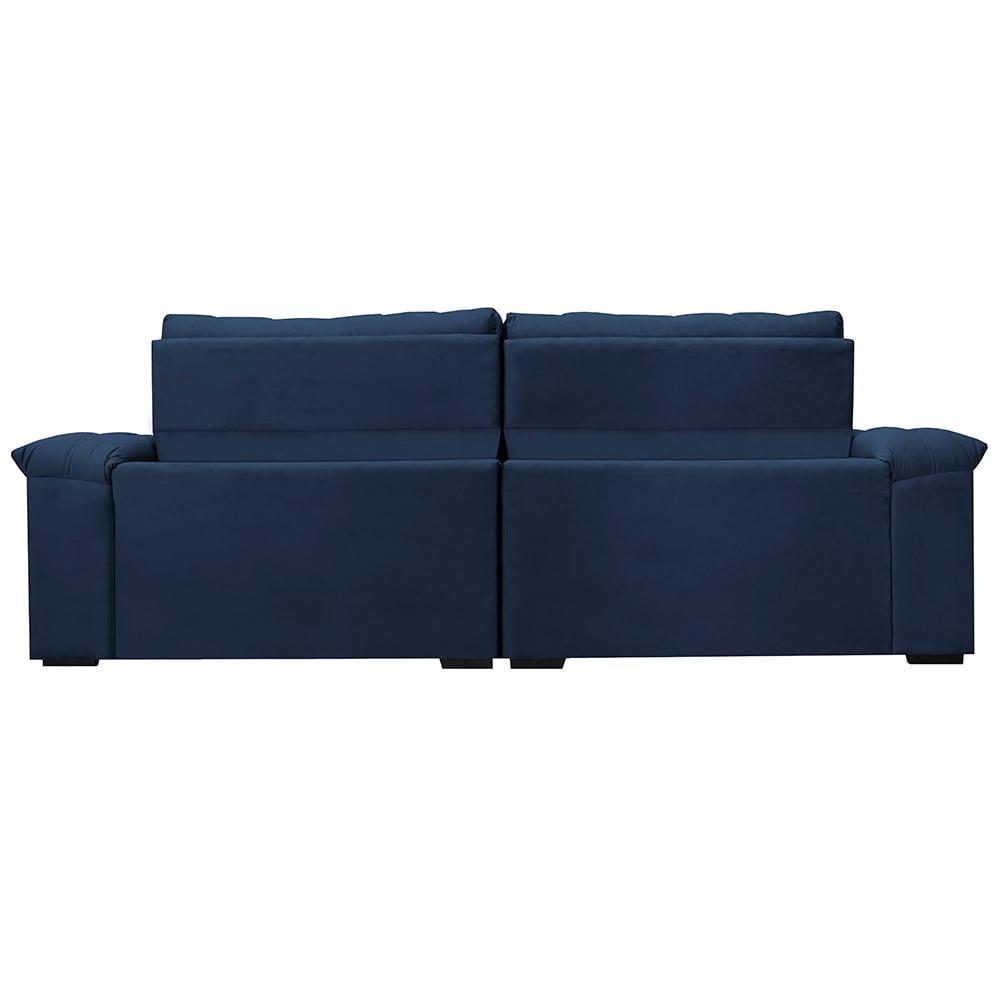 Sofá Retrátil e Reclinável 3,15m Molas Ensacadas Cama inBox Big Home com Bordado 3D Velusoft Azul - 6