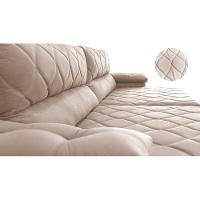 Sofá Retrátil e Reclinável 3,15m Molas Ensacadas Cama inBox Big Home com Bordado 3D Velusoft Bege