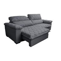 Sofá Retrátil e Reclinável 3,15m Molas Ensacadas Cama inBox Big Home com Bordado 3D Linho Cinza Escuro - 7