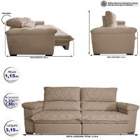 Sofá Retrátil e Reclinável 3,15m Molas Ensacadas Cama inBox Big Home com Bordado 3D Linho Bege Escuro - 2