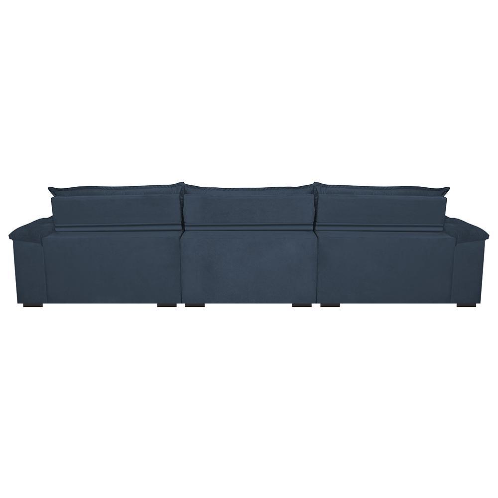 Sofá Retrátil e Reclinável 3,22m com Molas Ensacadas Cama inBox Aconchego Tecido Suede Azul - 6