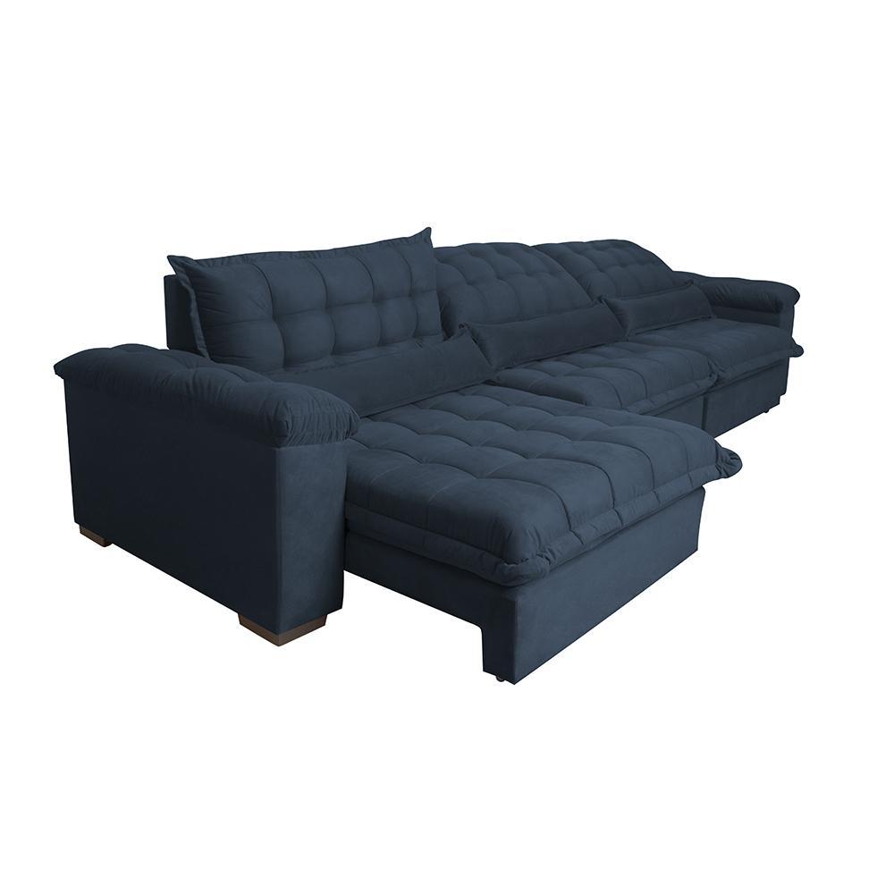 Sofá Retrátil e Reclinável 3,22m com Molas Ensacadas Cama inBox Aconchego Tecido Suede Azul - 8