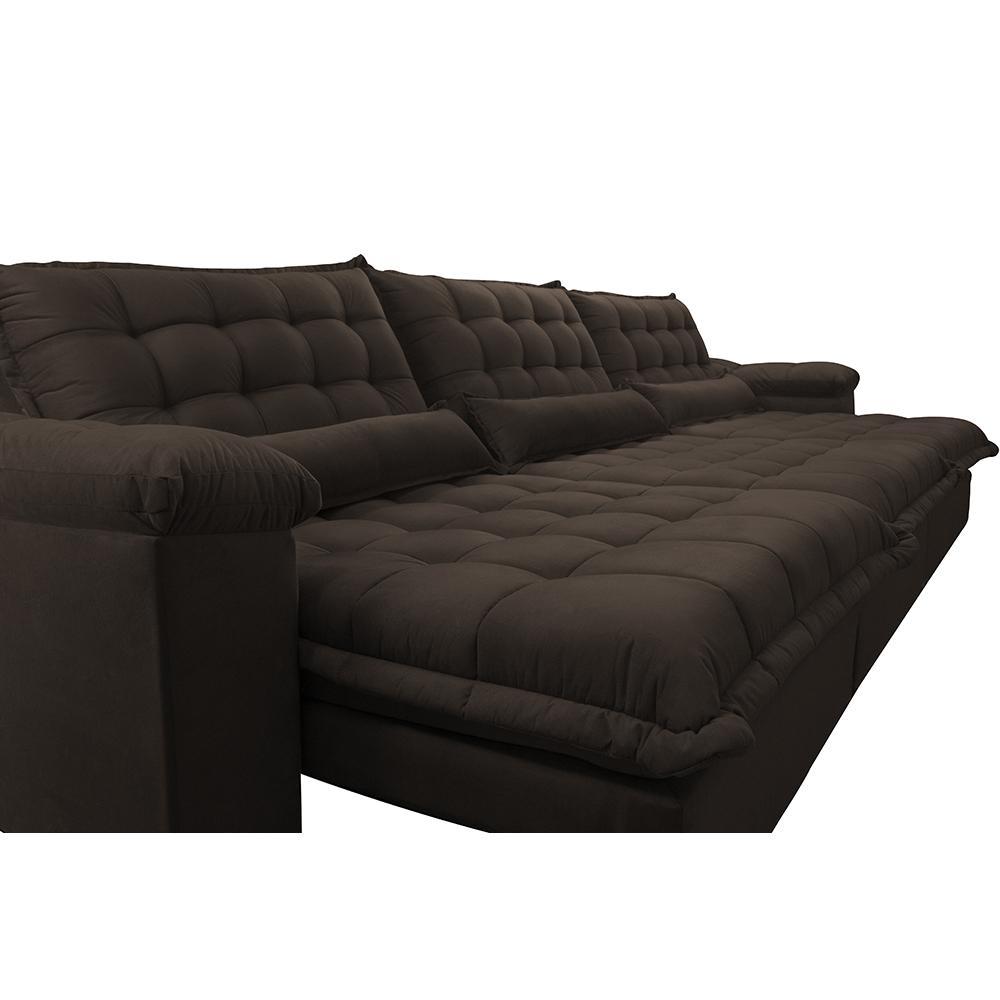 Sofá Retrátil e Reclinável 3,22m com Molas Ensacadas Cama inBox Aconchego Tecido Suede Café - 4