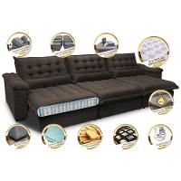 Sofá Retrátil e Reclinável 3,22m com Molas Ensacadas Cama inBox Aconchego Tecido Suede Café - 3